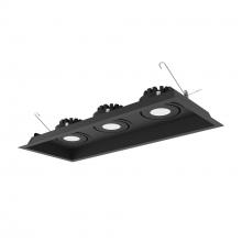 Nora NMRT3-3RL340FBB - Three-Head Flanged LED Multiple Lighting Trim, 2500lm per Head w/ Flood Optic, 4000K, Regressed