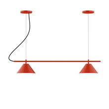 Montclair Light Works CHB421-26-C21-L12 - 2-Light Linear Pinnacle LED Chandelier with White SJT Cord, Vermillion