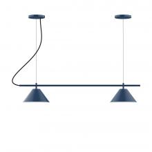 Montclair Light Works CHB421-22-C21-L12 - 2-Light Linear Pinnacle LED Chandelier with White SJT Cord, Fern Green