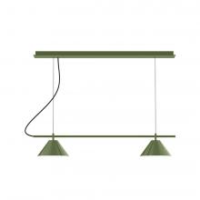 Montclair Light Works CHBX445-22-L12 - 2-Light Linear Nest LED Chandelier, Fern Green