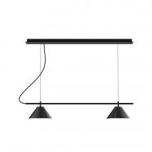 Montclair Light Works CHBX445-41-C21-L12 - 2-Light Linear Nest LED Chandelier with White SJT Cord, Black