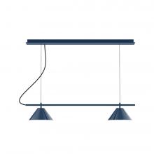 Montclair Light Works CHBX445-50-L12 - 2-Light Linear Nest LED Chandelier, Navy