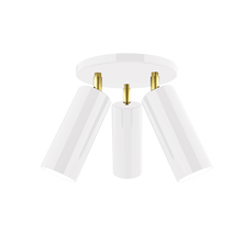 Montclair Light Works FMH440-44-91 - Martin 3-light Flush Mount, White with Brushed Brass Swivels