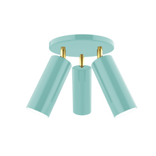 Montclair Light Works FMH440-48-91 - Martin 3-light Flush Mount, Sea Green with Brushed Brass Swivels