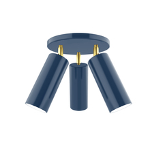 Montclair Light Works FMH440-50-91 - Martin 3-light Flush Mount, Navy with Brushed Brass Swivels