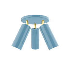 Montclair Light Works FMH440-54-91 - Martin 3-light Flush Mount, Light Blue with Brushed Brass Swivels