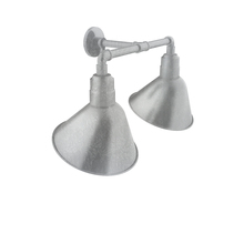 Montclair Light Works GNR103-49 - Angle 12" 2-Light Straight Arm Wall Light in Painted Galvanized