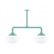 Montclair Light Works MSD021-48 - 12" Schoolhouse glass, 2-light stem hung pendant, Sea Green