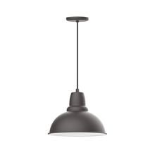 Montclair Light Works PEB107-57 - 14" Cafe shade, pendant with black cord and canopy, Bronze Matte