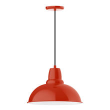 Montclair Light Works PEB108-26-C21 - 16" Cafe shade, pendant with white cord and canopy, Vermillion