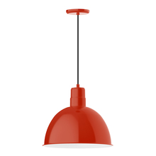 Montclair Light Works PEB117-26 - 16" Deep Bowl shade, pendant with black cord and canopy, Vermillion