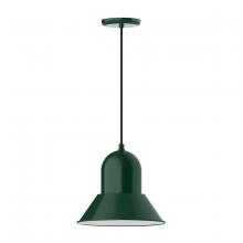 Montclair Light Works PEB123-42-C11 - 12" Prima shade, pendant with Gray and Yellow Dot Fabric Cord and canopy, Forest Green