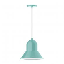 Montclair Light Works PEB123-48-C11 - 12" Prima shade, pendant with Gray and Yellow Dot Fabric Cord and canopy, Sea Green