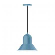 Montclair Light Works PEB123-54-C27 - 12" Prima shade, pendant with neutral argyle fabric cord and canopy, Light Blue