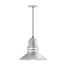 Montclair Light Works PEB150-49-C11 - 16" Atomic shade, pendant with Gray and Yellow Dot Fabric Cord and canopy, Painted Galvanized