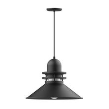 Montclair Light Works PEB152-41-C21-G07 - 20" Atomic shade, pendant with white cord and canopy, Frosted Glass, Black