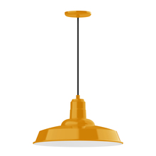 Montclair Light Works PEB185-21 - 18" Warehouse shade, pendant with black cord and canopy, Bright Yellow