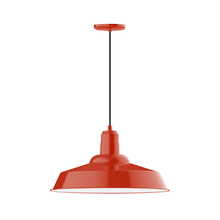Montclair Light Works PEB186-26-C21 - 20" Warehouse shade, pendant with white cord and canopy, Vermillion