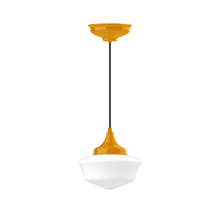 Montclair Light Works PEF021-21 - 12" Schoolhouse glass, black cord with canopy, Bright Yellow