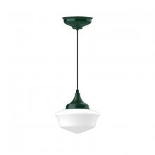 Montclair Light Works PEF021-42 - 12" Schoolhouse glass, black cord with canopy, Forest Green