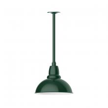 Montclair Light Works STA106-42 - 12" Cafe shade, stem mount pendant with canopy, Forest Green