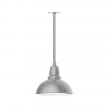Montclair Light Works STA106-49-L12 - 12" Cafe shade, stem mount LED Pendant with canopy, Painted Galvanized