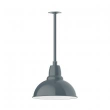 Montclair Light Works STA107-40 - 14" Cafe shade, stem mount pendant with canopy, Slate Gray