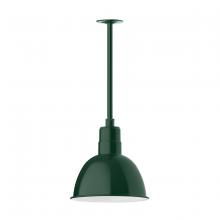 Montclair Light Works STA116-42 - 12" Deep Bowl shade, stem mount pendant with canopy, Forest Green