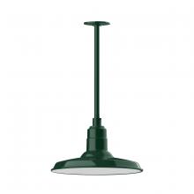 Montclair Light Works STA183-42 - 14" Warehouse shade, stem mount pendant with canopy, Forest Green