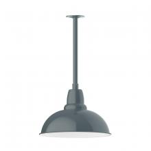 Montclair Light Works STB108-40 - 16" Cafe shade, stem mount pendant with canopy, Slate Gray