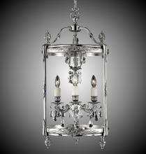 American Brass & Crystal LT2213-O-13S-PI - 3 Light 13 inch Lantern with Clear Curved glass & Crystal