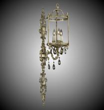 American Brass & Crystal WS2287-O-04G-ST - 3 Light 8 inch Extended Lantern Wall Sconce with Clear Curved glass & Crystal
