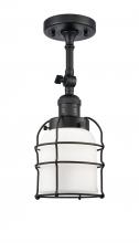 Innovations Lighting 201F-BK-G51-CE - Bell Cage - 1 Light - 6 inch - Matte Black - Adjustable Semi-Flush Mount