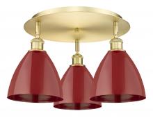 Innovations Lighting 516-3C-SG-MBD-75-RD - Plymouth - 3 Light - 19 inch - Satin Gold - Flush Mount