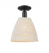 Innovations Lighting 716-1C-BK-NBD-9-NAT - Bristol Natural - 1 Light - 6 inch - Matte Black - Semi-Flush Mount